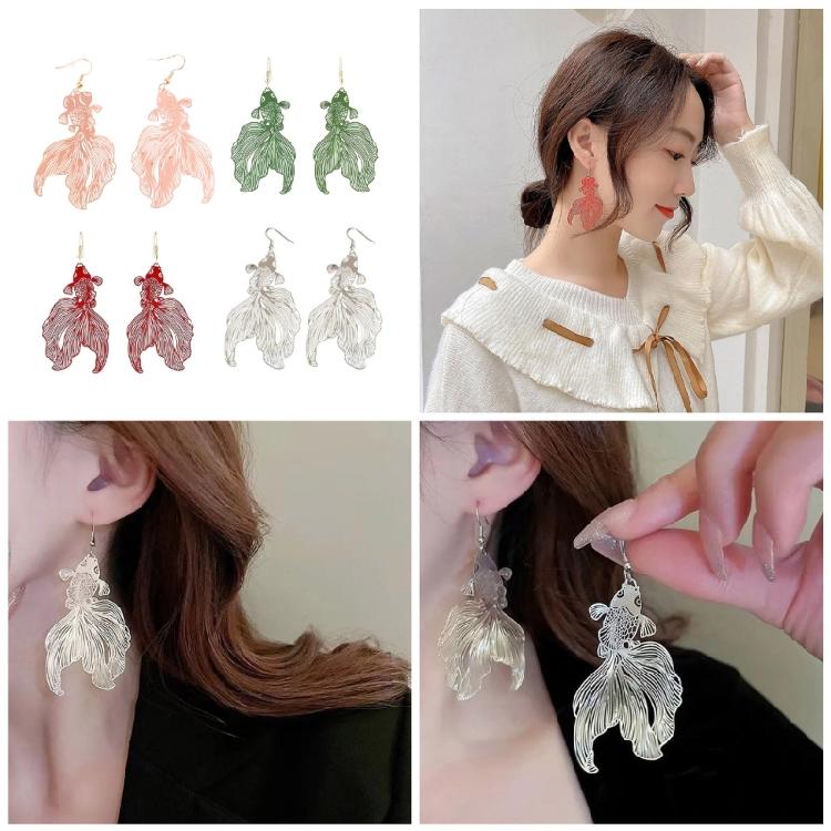 Trendy Fish shaped Earrings Fashionable Hollow Fish Ear Pendant for Parties Date