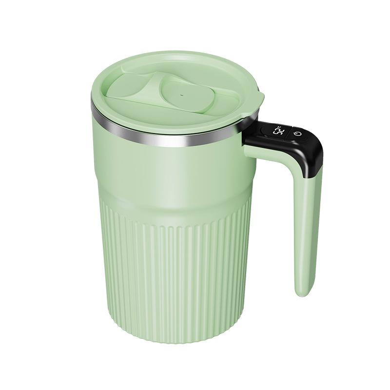 

400Ml Mixing Cup Led Temperature Display Cup 304 Stainless Steel Magnetic Rotating Stirring Milk Coffee Self Stirring Mug зелёный