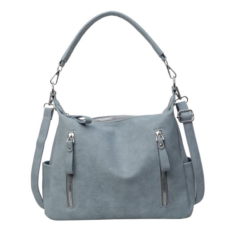 

Large-capacity bag women s 2025 new messenger bag texture niche class college student shoulder bag commuter tote bag світло-синій колір
