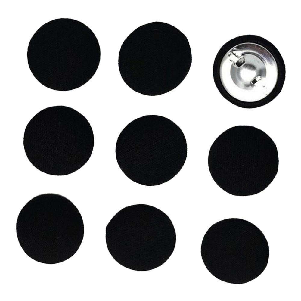 10pcs Cotton Fabric Covered Buttons Sewing Accessories for Garment Black