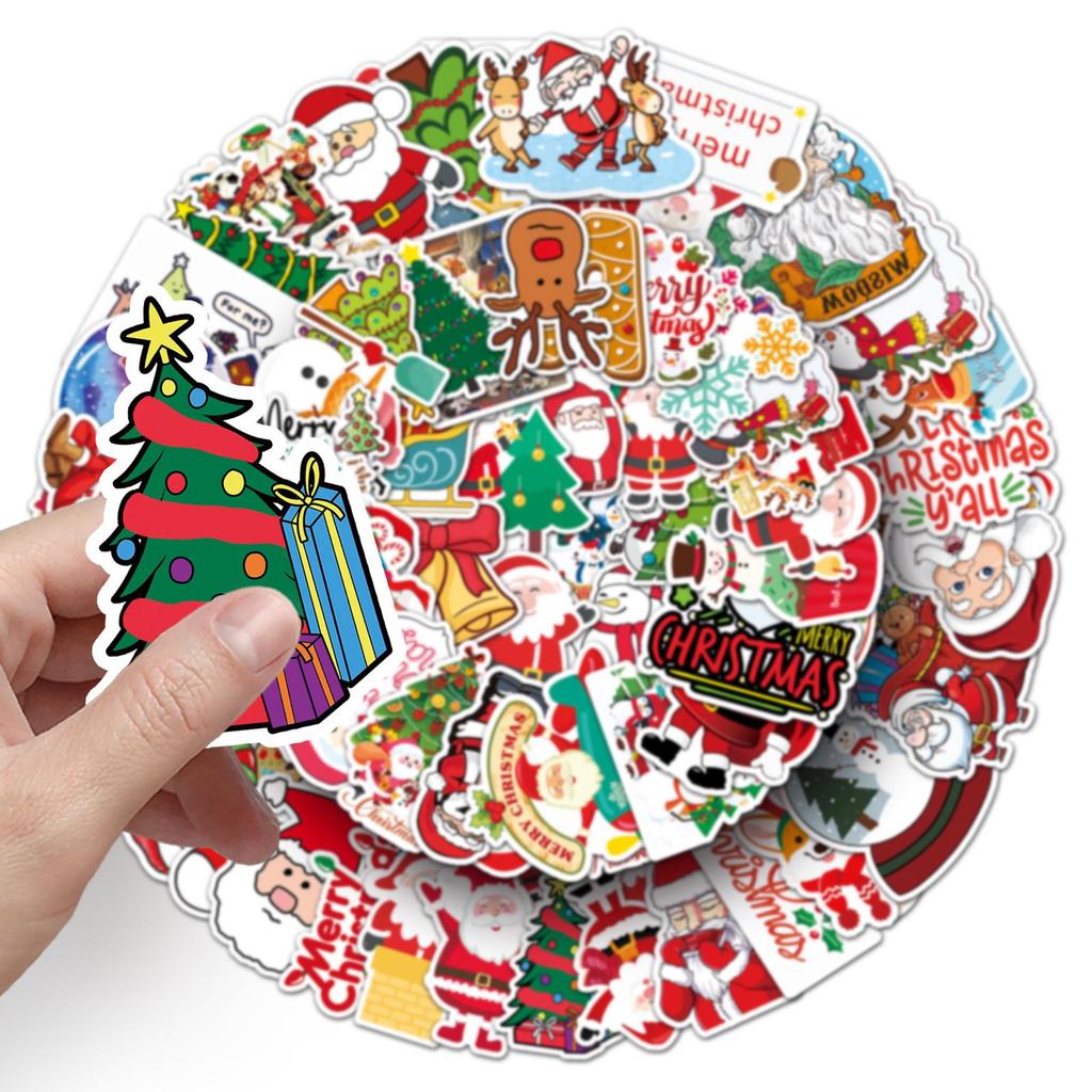 100 Christmas Graffiti Cartoon Festival DIY Stickers: Skateboard, Water Bottle & Luggage - Waterproof, Unique & Expressive!