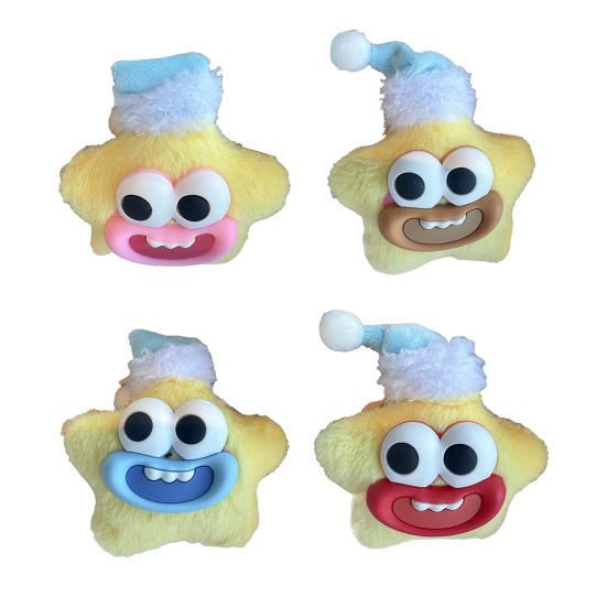 Large Mouth Cartoon Doll Keychain Star Shape Macaron Color Keychain