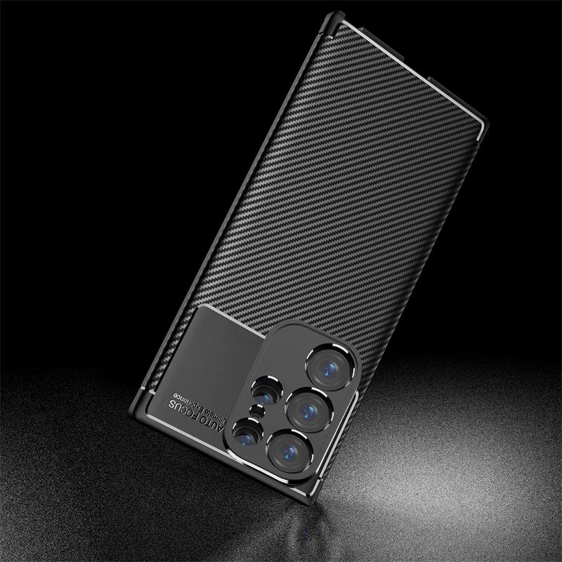Pro Samsung Galaxy S24 Ultra 5G pouzdro Carbon Fiber Anti-Knock Armor Cover Sumsung S 24 Plus S24Ultra Soft Gum Shockproof Coque