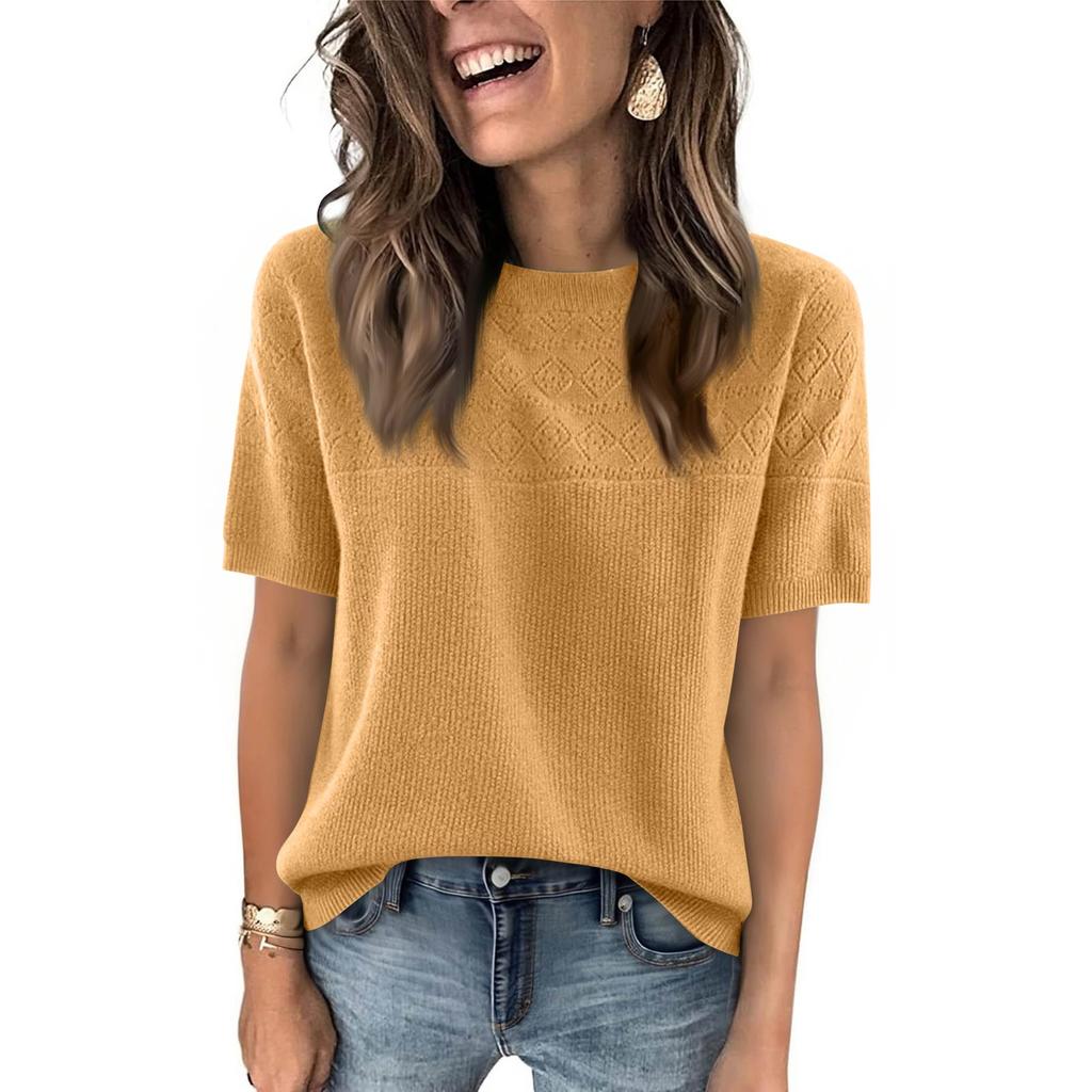 Women's Fashion Casual Round Neck Short Sleeve Shirt