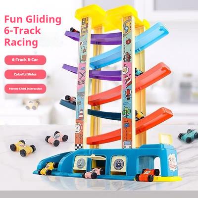 Kinderspielzeugauto Junge Mädchen Gleitbahn Kleines Auto Parkplatz Rückzieher Trägheitsauto Übt Hände-Geschicklichkeit Mit Puzzle-Spielzeug