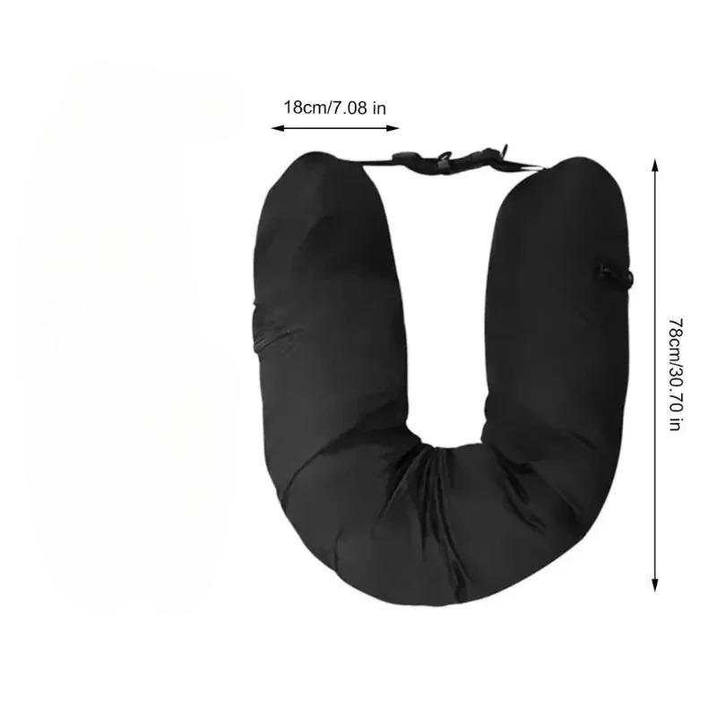 1PC Foldable Travel Neck Pillow, No Sponge, Can Store Clothes, with Adjustable Rope, Storage Bag, Suitable for Travel Use