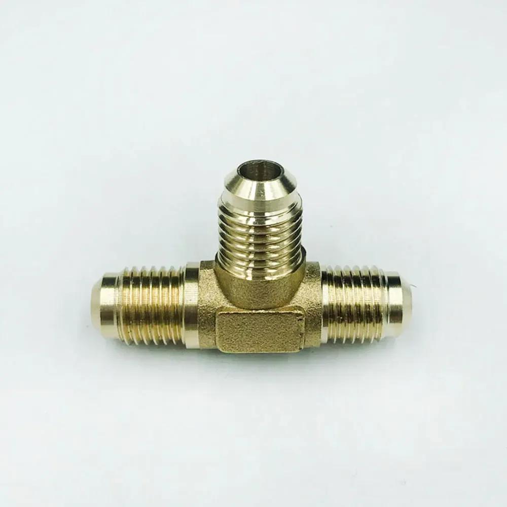 Fit 1/4" 3/8" 1/2" 3/4" Tube SAE-Standard Flare Connector Brass Tee 3 Ways Pipe Fitting Connector Adapeter for Air Conditioner