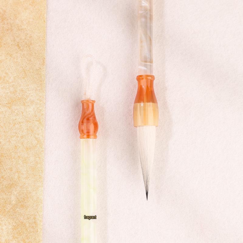 Silver Bamboo Jade Brush Set - Professional & Beginner Calligraphy and Painting Set with Wolf Bristles for Various Script Styles