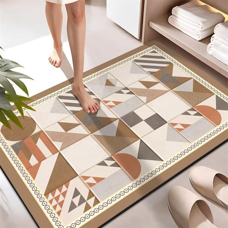 Diatomaceous Earth Bath Mat Super Absorbent Large Bathroom Floor Mats Non Slip Stain Resistant Kitchen Living Room Easy To Clean