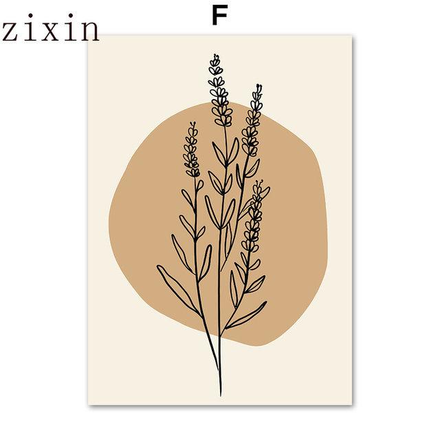 Abstract Lines Face Girl Flower Sun Leaf Wall Art PaintingCanvas Nordic Posters And Prints Wall Pictures For Living Room Decor