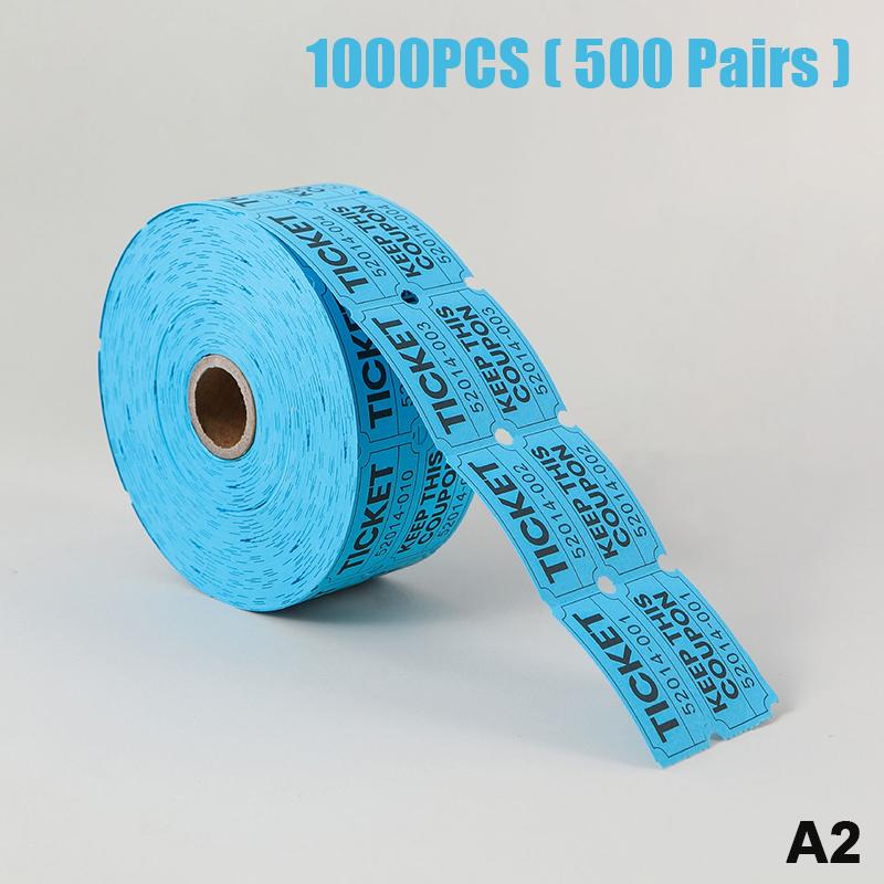 1000 Pezzi Biglietti Lotteria Colorati Strappabili Doppi Rotoli Biglietto d'Ingresso, Per Eventi, Gare, Premi in Classe, Carnevali