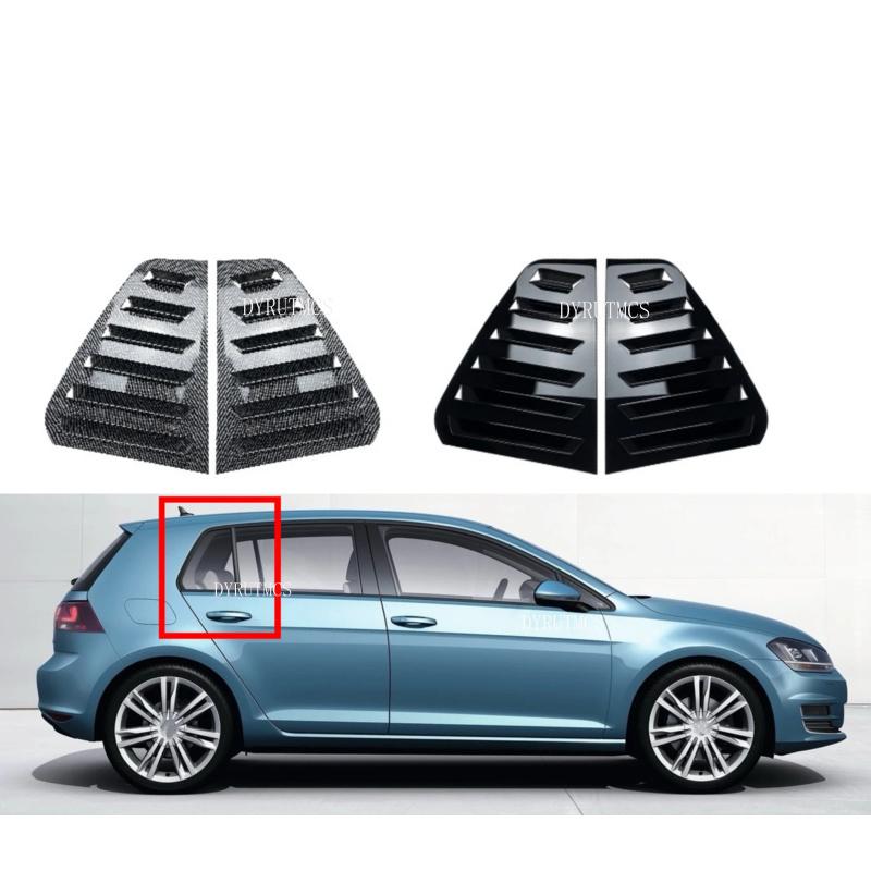 For VW Golf MK7 MK7.5 2013-2019  Car Rear Louver Window Side Shutter Cover Carbon Fiber Black  Trim Sticker Vent Scoop ABS