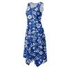 Women Sleeveless Casual Floral Print Dress Round Neck Irregular Hem Mid Length Summer Dress