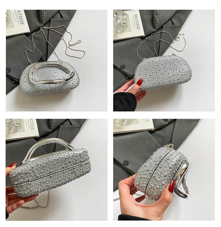 Borsa a Mano Rotonda in Acrilico di Tendenza Europea e Americana con Manico in Metallo - Borsa a Spalla/Crossbody da Sera da Donna