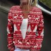 Women's Fashion Christmas Print Long Sleeve Knitted Cardigan Button Jacket