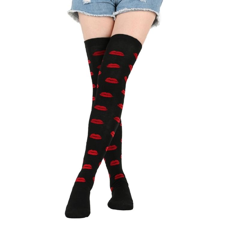 Valentines Day Over Knee Thigh High Stocking Cute Lip Heart Pattern Long Socks