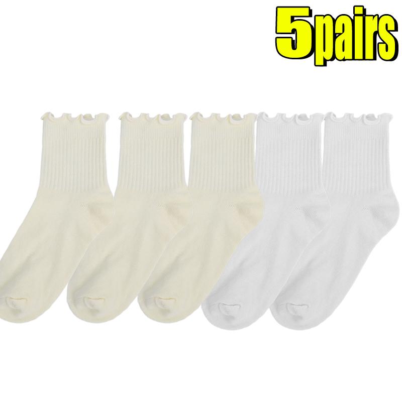 2-20pcs Women Spring and Autumn Stocking Pure Cotton Edge Stacked Socks Ins Trendy White Non Legging Sweating Socks