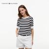 Women's Striped Short Sleeve Knit Top