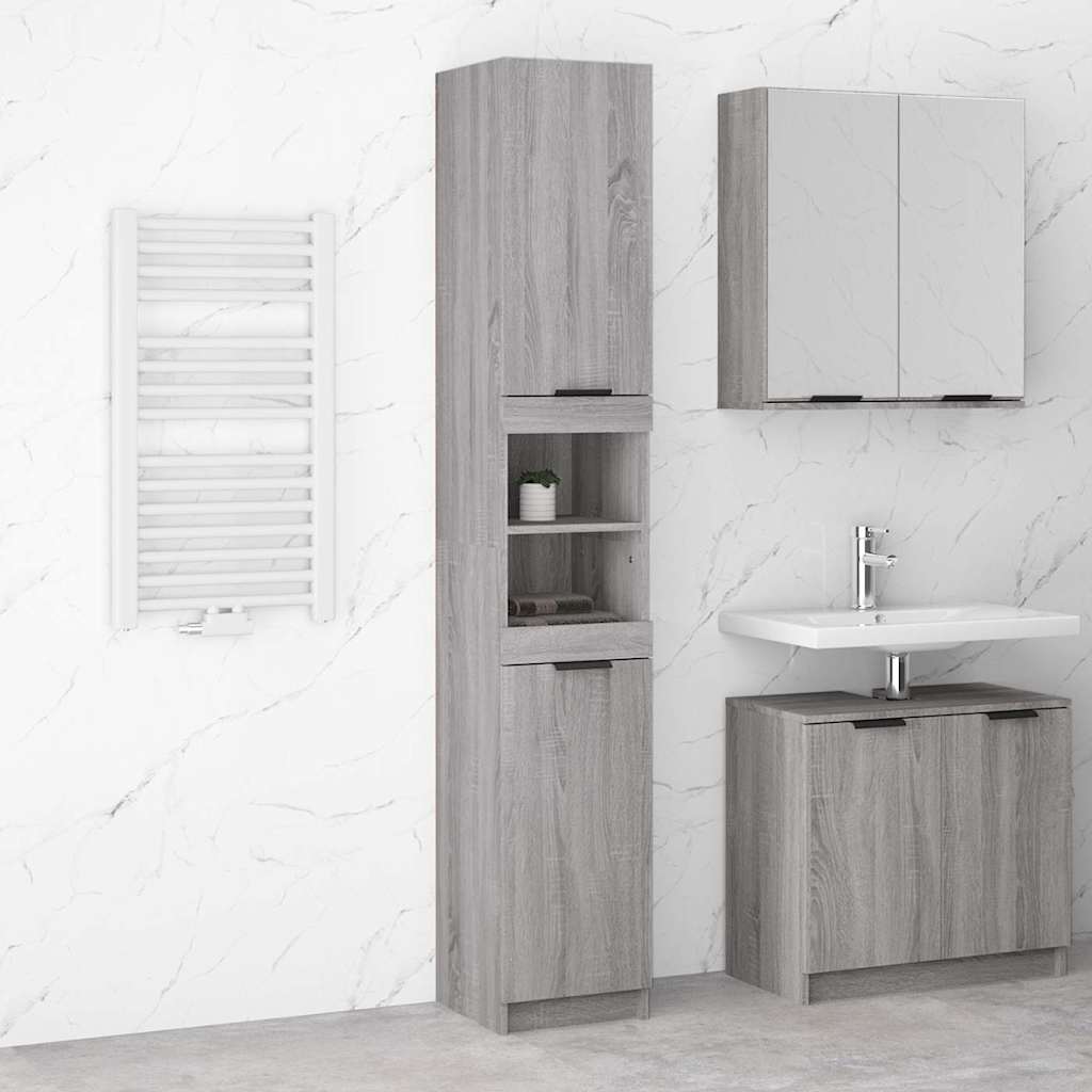 vidaXL Badschrank Grau Sonoma 32x34x188,5 cm Holzwerkstoff