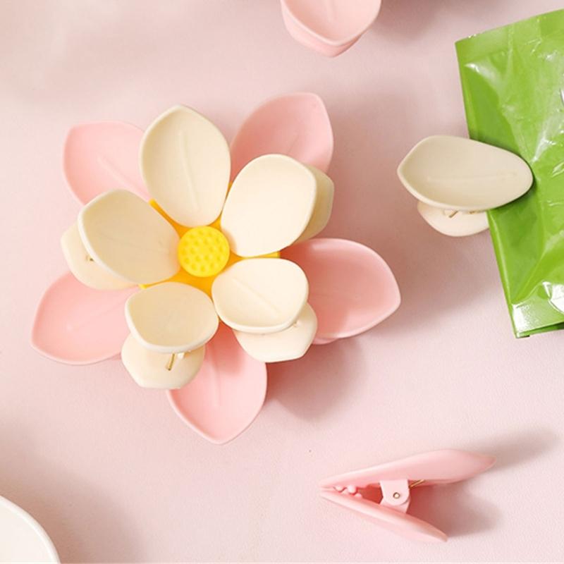 Double Layer Magnetic Sealing Clip for Food Storage Bags With Refrigerator Magnet and Flower Designs