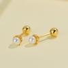 Minimalist Pearl Stud Earrings Women 3-4mm Post Geometric Design Korean Style Daily Wear