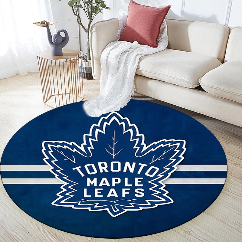 Toronto Maple Leafs,Round Area Rug,Carpet Rug for Living Room Bedroom Sofa Playroom Decor,Non-slip Floor Mat