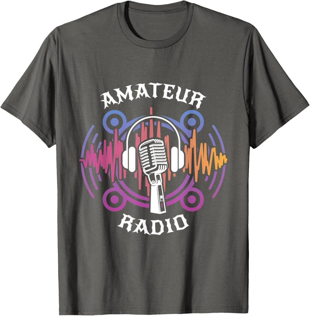 Amateur Radio Operator Microphone Graphic TShirt Short Sleeve Casual Crew Neck Tee