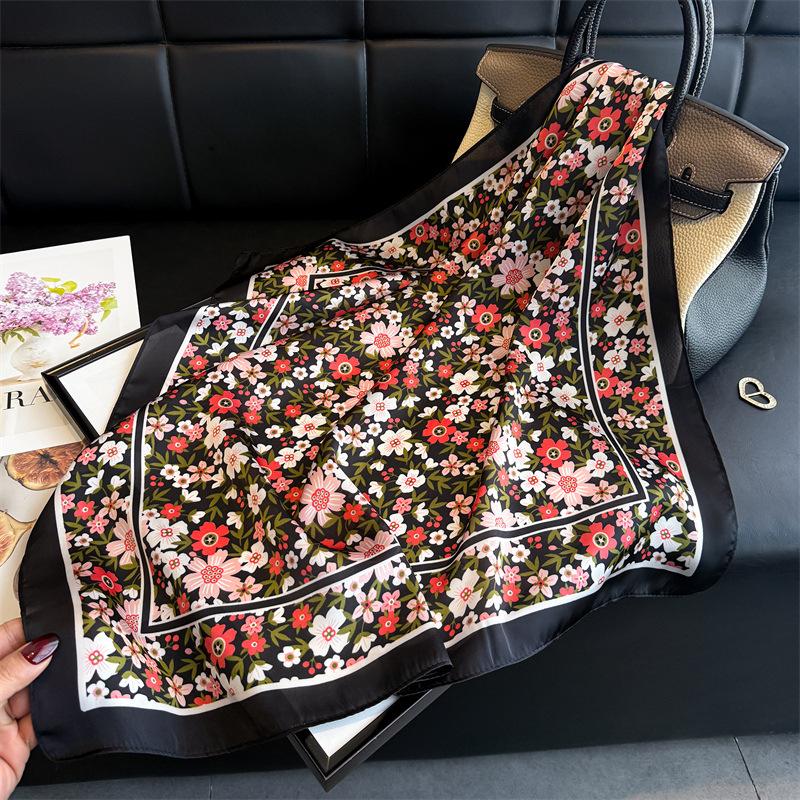 

Scarf Female Silk Hijab Luxury Shawl Wraps Bandana Headband Ribbon Handkerchief Headscarf Foulards Femme Accesories Hair Bands 70x70cm