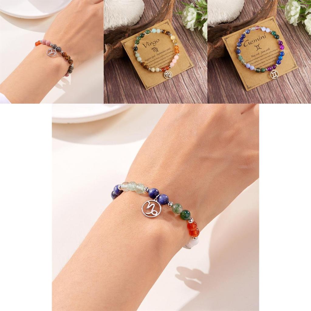 Twelve Constellation Beaded Bracelet With Natural Stones For Women Gift Ideas