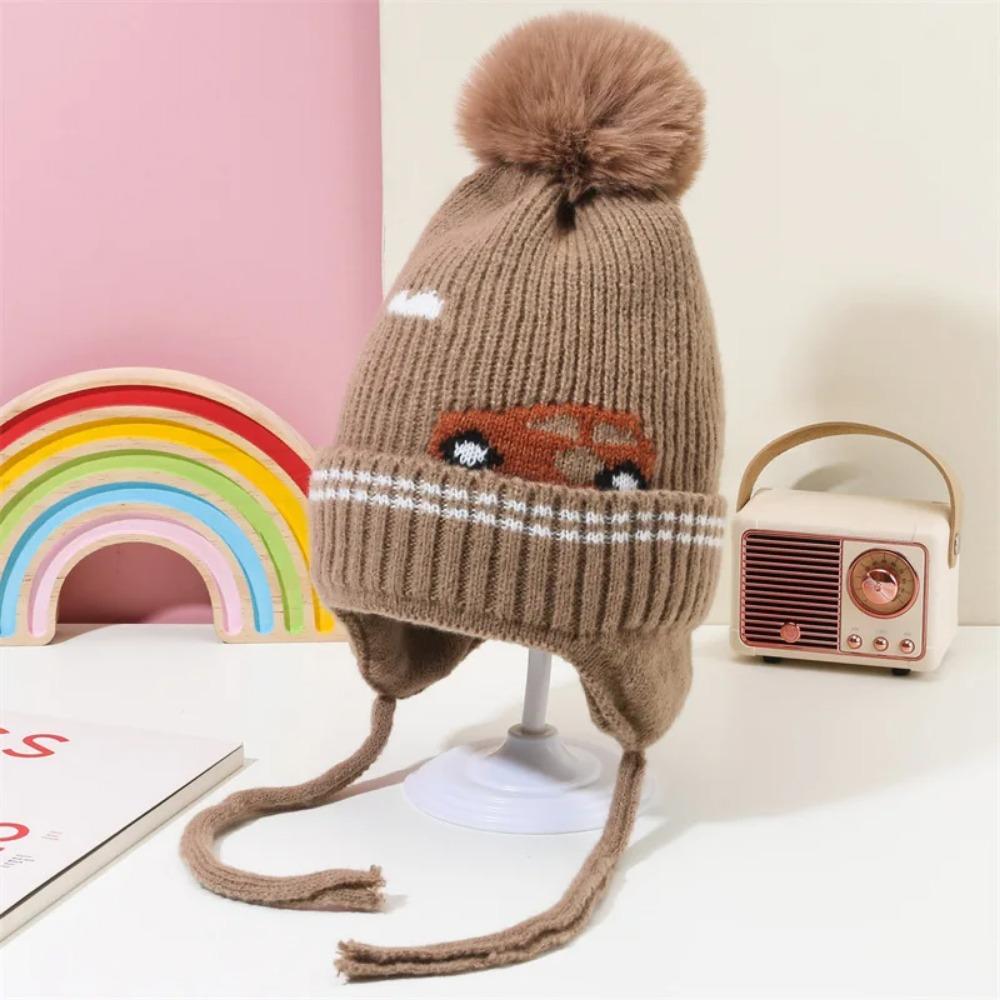 Winter Children's Thickened Knitted Hats For Boy Girl Cotton Warm Hat Cartoon Dinosaur Kids Toddler Ear Protection Beanies Cap