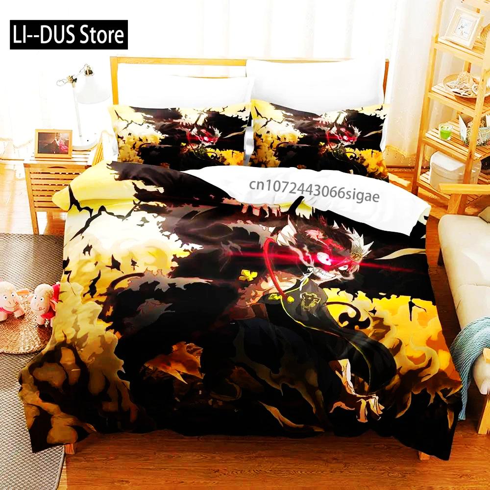Black Clover Bedding Set Single Double Full Queen King Size Anime Duvet Cover Set For Adults Boys Quilt Cover Pillowcase
