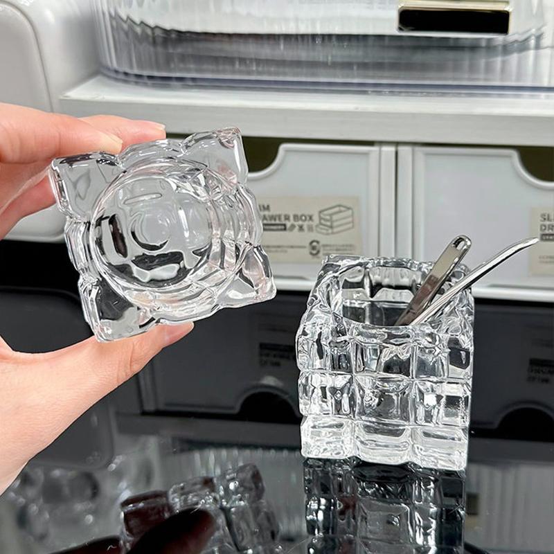 Maskenlöffelhalter Cremelöffel Tischplatte Make-up Aufbewahrungsbox für Augencreme Pick Massagestab Glas Kerzenständer Make-up Organizer