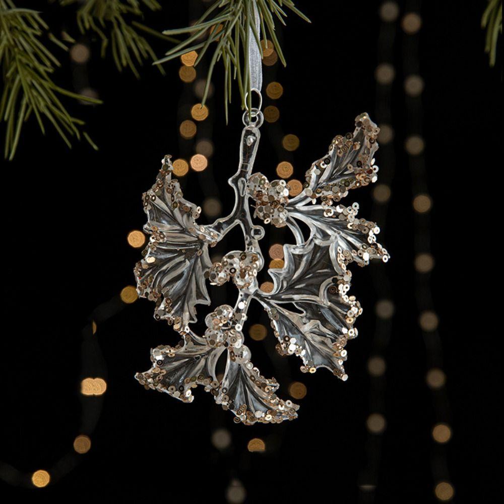 2pcs With Sequins Snowflake Hanging Ornaments Clear Christmas Tree Hanging Ornaments  Shopping Mall