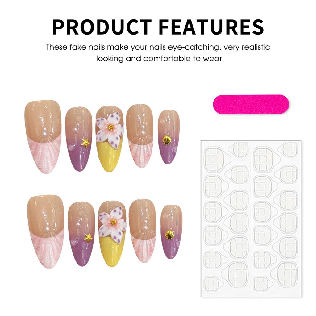 10PCS Nude Almond False Nails with French Tip Easy Effortless Application To Nails for Working Dating or Partying