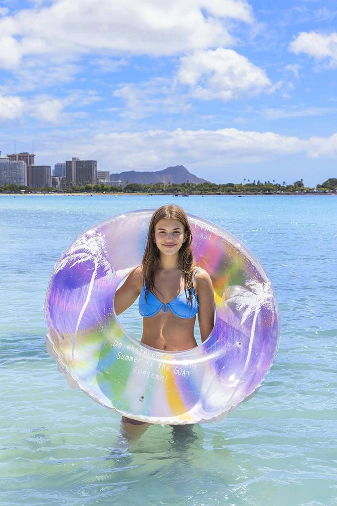 Rainbow Color Floating Ring Adult Size 120cm Floating Ring Chill Time Floating Ring with Rope Instagrammable (1 Piece)