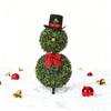 Christmas Snowman Topiary Artificial Snowman Shaped Topiary Tree with Bow And Hat Outdoor Boxwood Topiary with Stake for Home Porch Decor