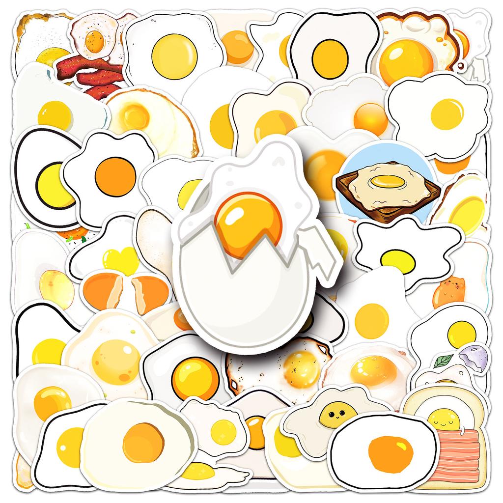 50 Eier Kritzelaufkleber Personalisierte Cartoon Niedliche Lebensmitteldekoration Handyhülle Koffer Wasserbecher Aufkleber