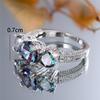 Female Rainbow Round Zircon Stone Finger Engagement Ring Vintage CopperColor Wedding Band Bridal Jewelry For Women
