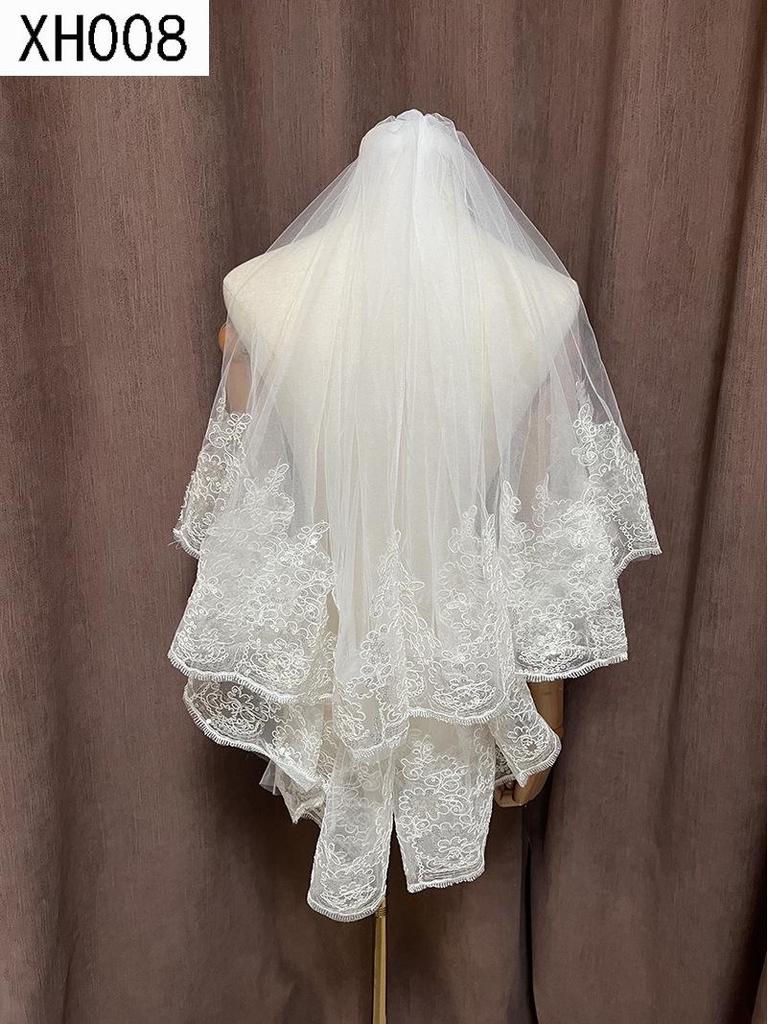 Double Layer Bridal Veil with Sequin Lace Trim