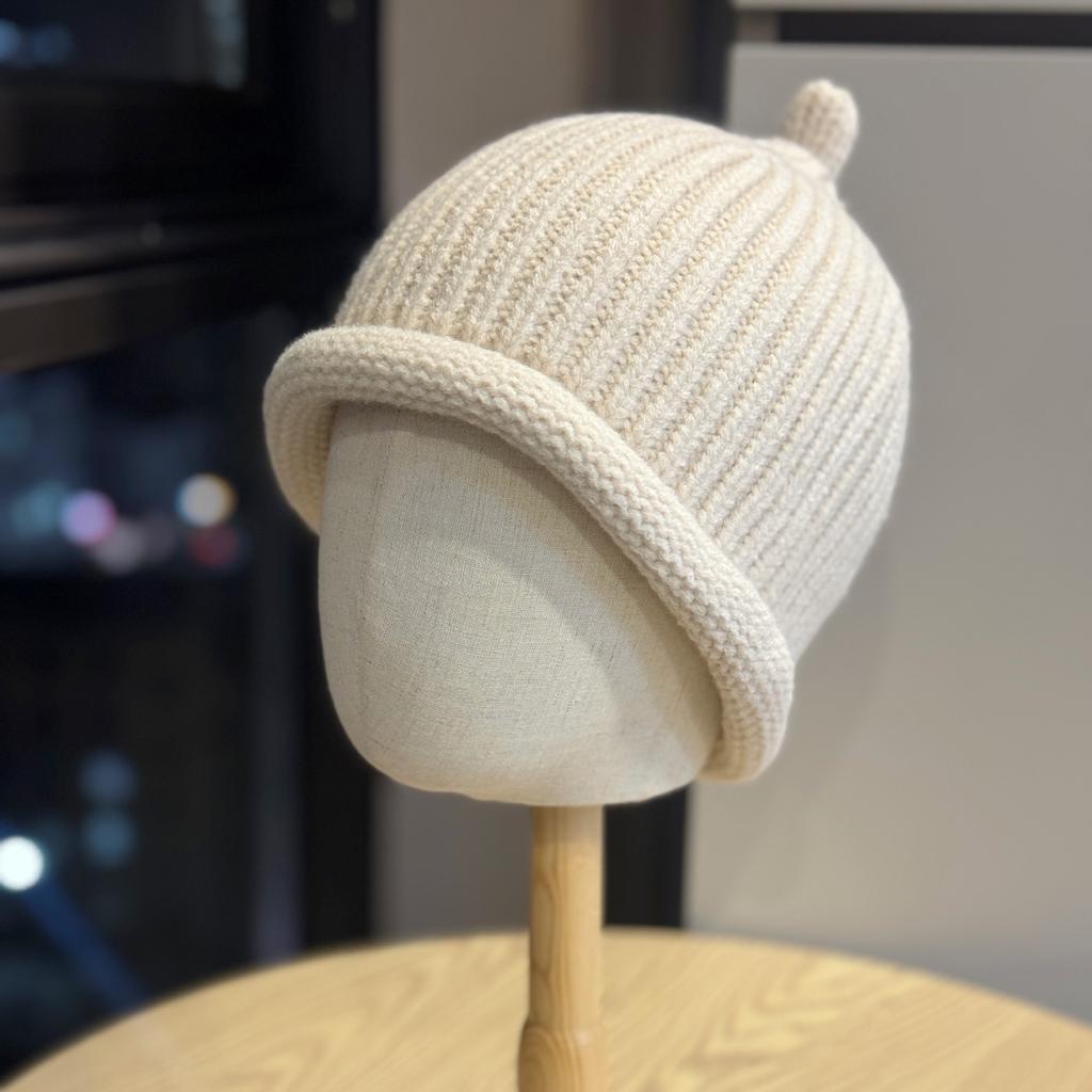 Korean Style Autumn and Winter Handmade Face Showing Small Basin Hat Cycling Ear Protection Cold Proof Woven Bucket Hat