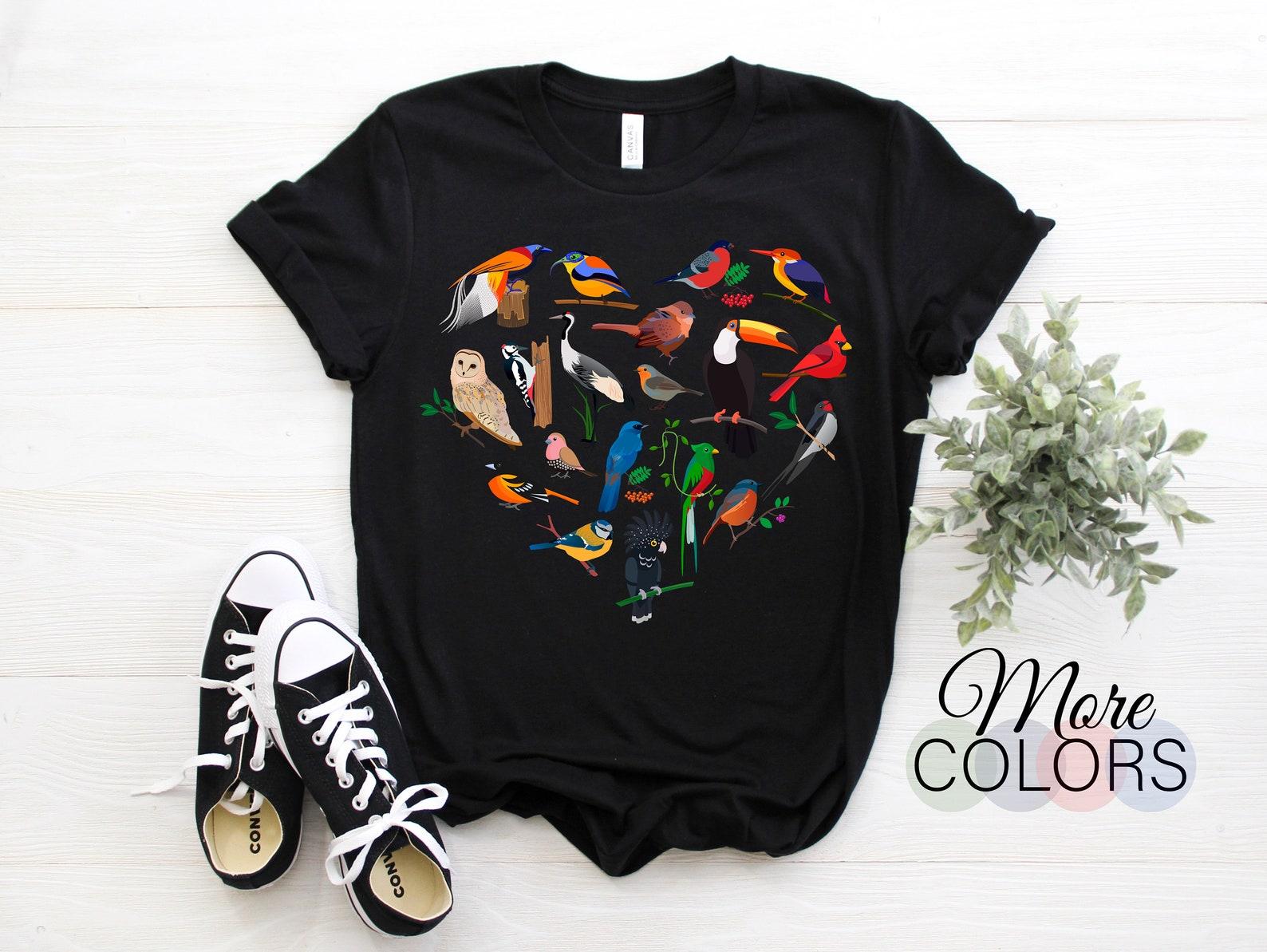 Birds Love Heart Bird Nerd Watching Birdwatching Watcher Birthday Gifts T-Shirt, Birding Lover, Ornithologist, Study Of Birds Birder Birdie 150