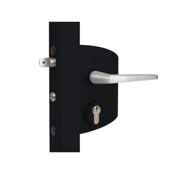 LOCINOX Serrure type industriel pour profils carrés de 60 à 80 mm en RAL 9005 avec 3006M