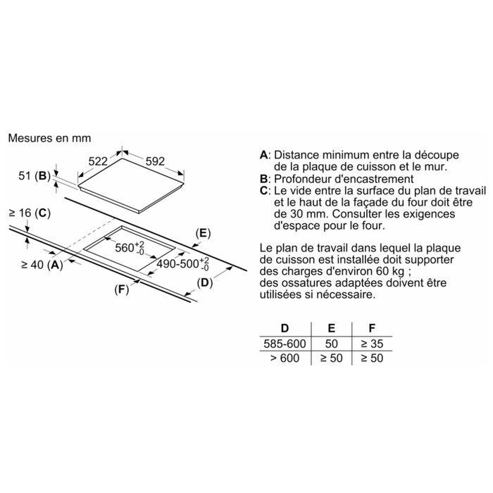 Table induction - Siemens - EH631BJB6E - 3 foyers - 3 biseaux