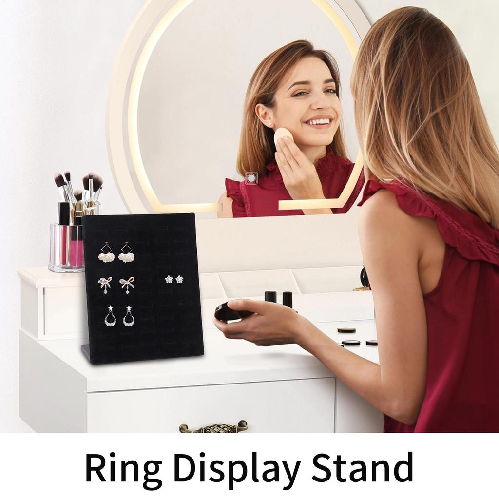 Jewelry Display Stand Ring Display 50 Slots L-Shaped Organizer for Wedding Entryway Home Bathroom Dressing Table Store Counter
