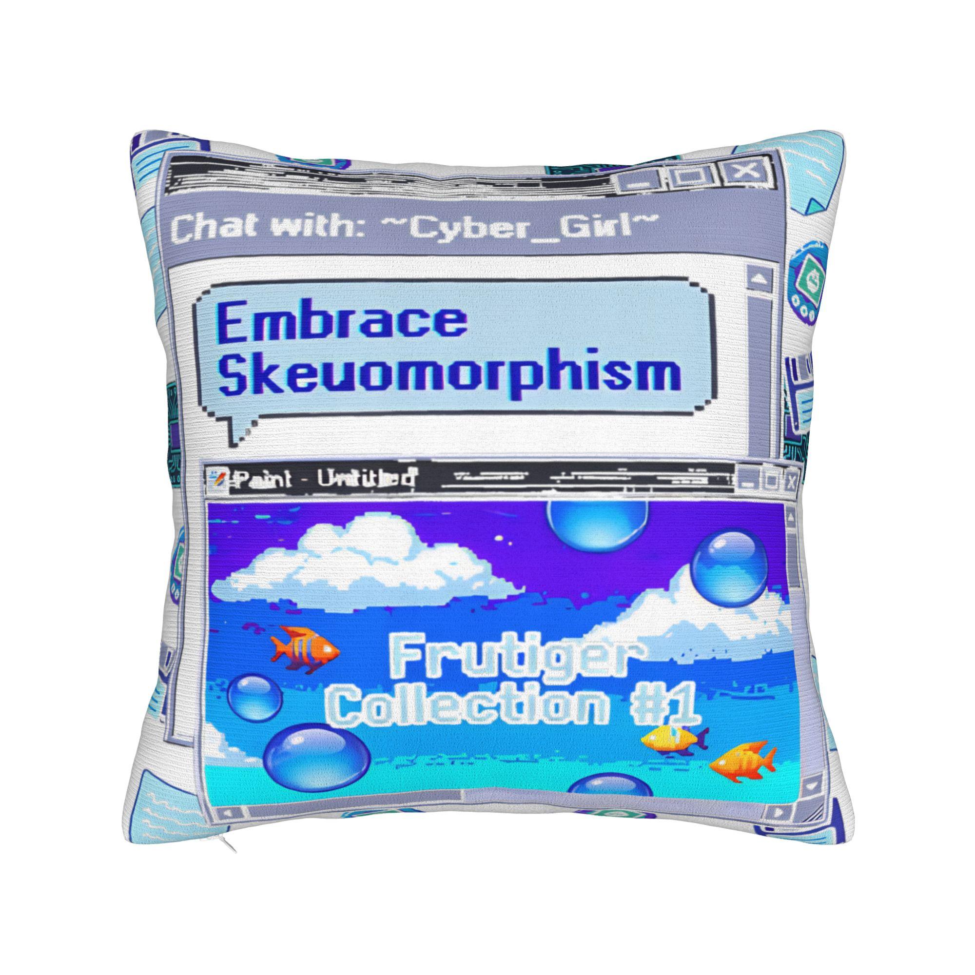 Retro Digitale Aquarium Vissenkom Frutiger Aero Vierkante Kussenslopen Polyester Auto Stoelkussenhoes Coole Decoratie Kussensloop 40*40 50x50cm