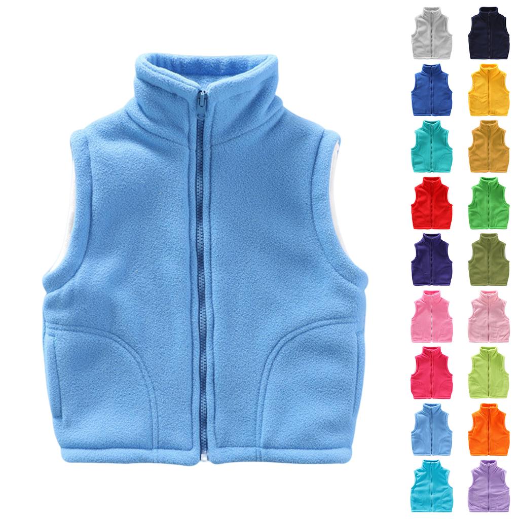Children's Solid-color Vests Thickened Cardigan Jackets For Girls And Boys
