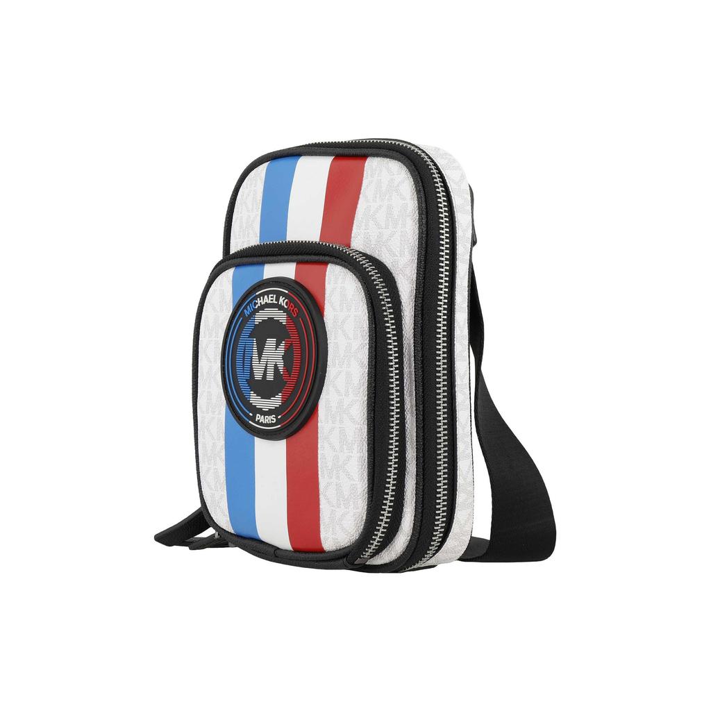 Michael Kors MK Cooper Color Block Zipper Closure Shoulder Bag Men Shoulder Bag White Black Blue 37S2LCOM1X-119