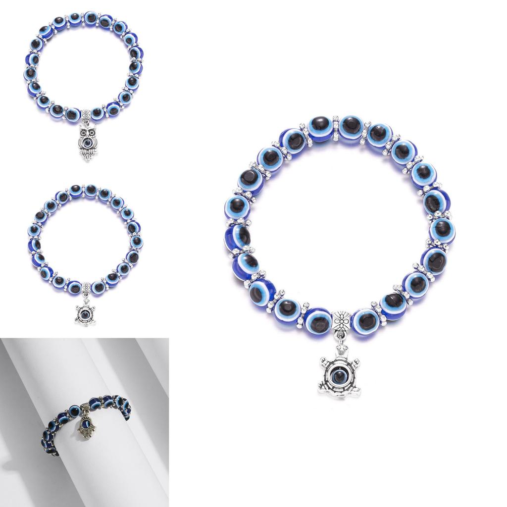 Blue Eyes Hand Bracelet With Geometric Design And Alloy Resin Material For Women