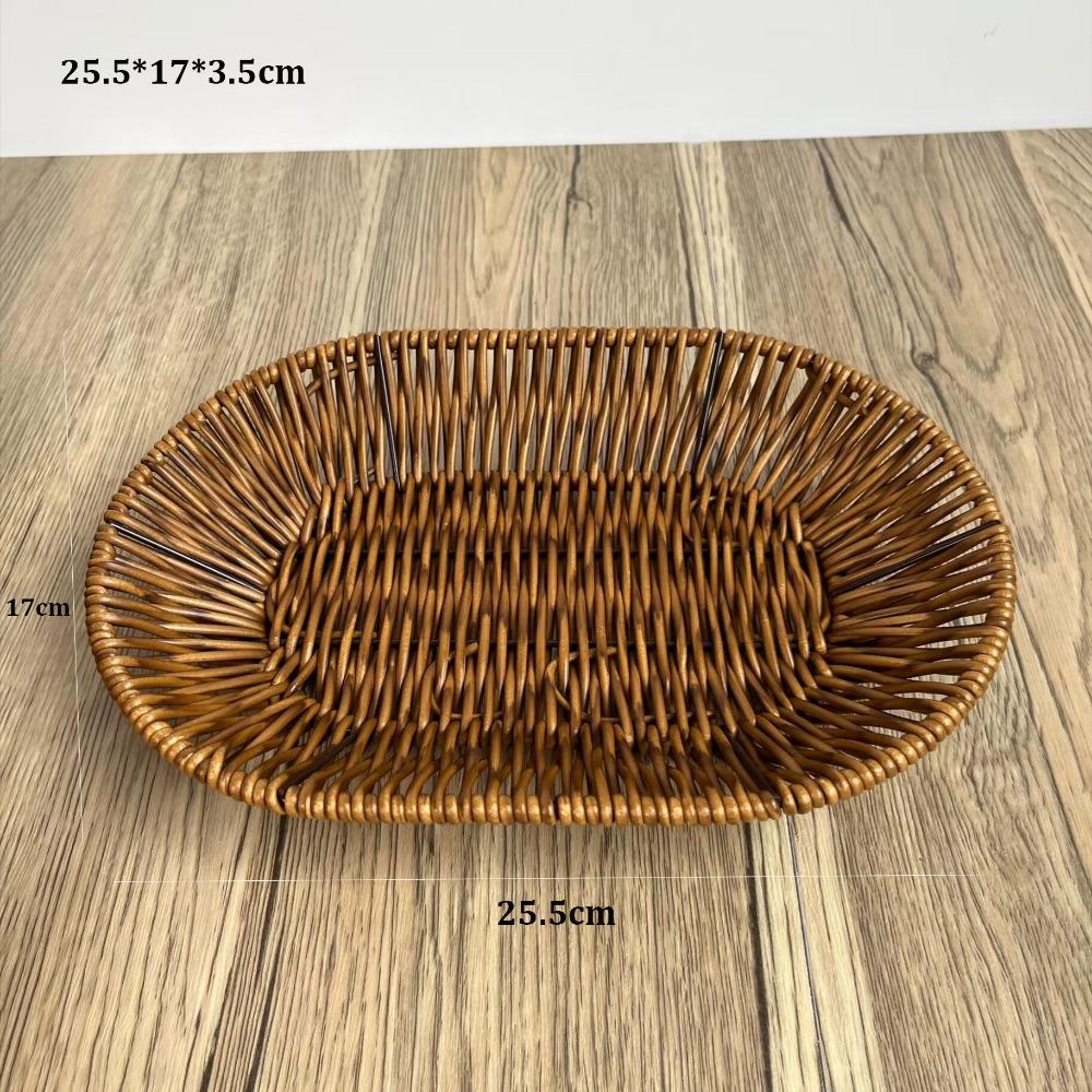 Multipurpose Imitation Rattan Fruit Plate  Wedding Candy Flower Storage 25.5*17*3.5cm