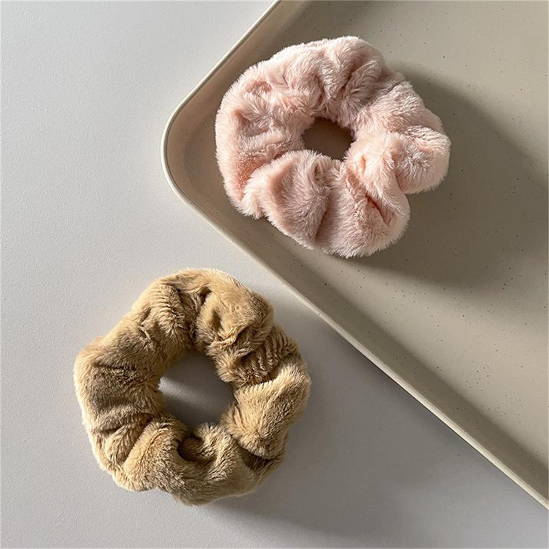 Winter Warme Weiche Haar Scrunchies Frauen Nette Plüsch Elastische Multicolor Gummi